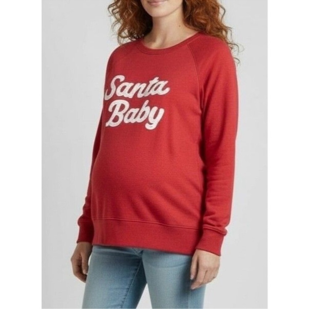 ISABEL MATERNITY SANTA BABY SWEATSHIRT- RED MULTI SIZES (NEW WITH TAGS) A15